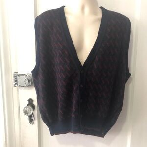 Florence Tricot Navy Brick Wool Vest ITALY XL